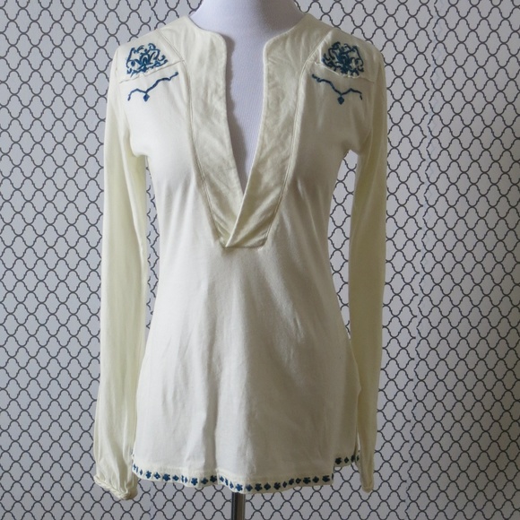 TNA Aritzia Embroidered Braided Long Sleeve Tunic Top Blouse - Size Small - Picture 1 of 8